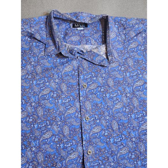 MADE Cam Newton Shirt Mens Extra Large Blue All Over Flower Print Modern Fit - Picture 2 of 6